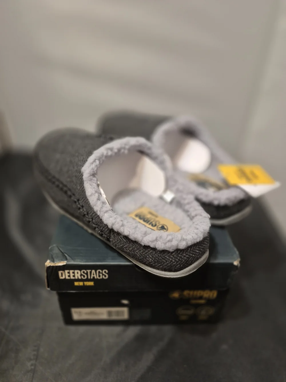 Men's Grey Deerstags Slip-On Loafers/Houseshoe with Plush Lining New Size 10W